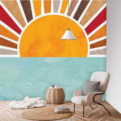 Boho Sunshine Wall Mural - Browns