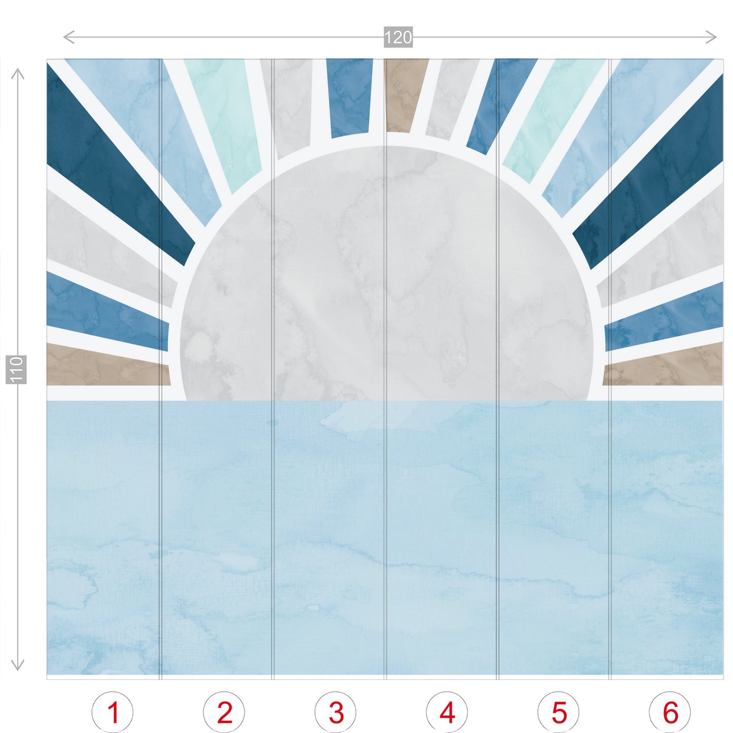 Boho Sunshine Wall Mural - Baby Blue