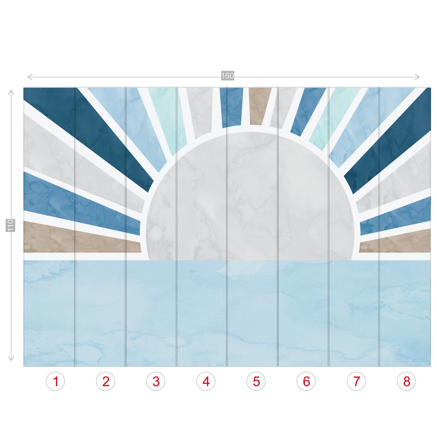 Boho Sunshine Wall Mural - Baby Blue