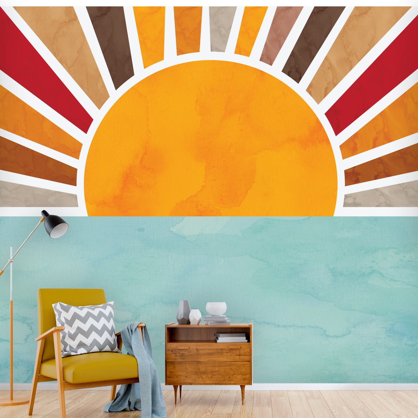 Boho Sunshine Wall Mural - Browns